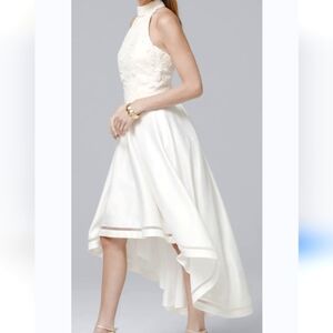 Nicole Miller New York High Low Wedding Formal 3D Lace Dress